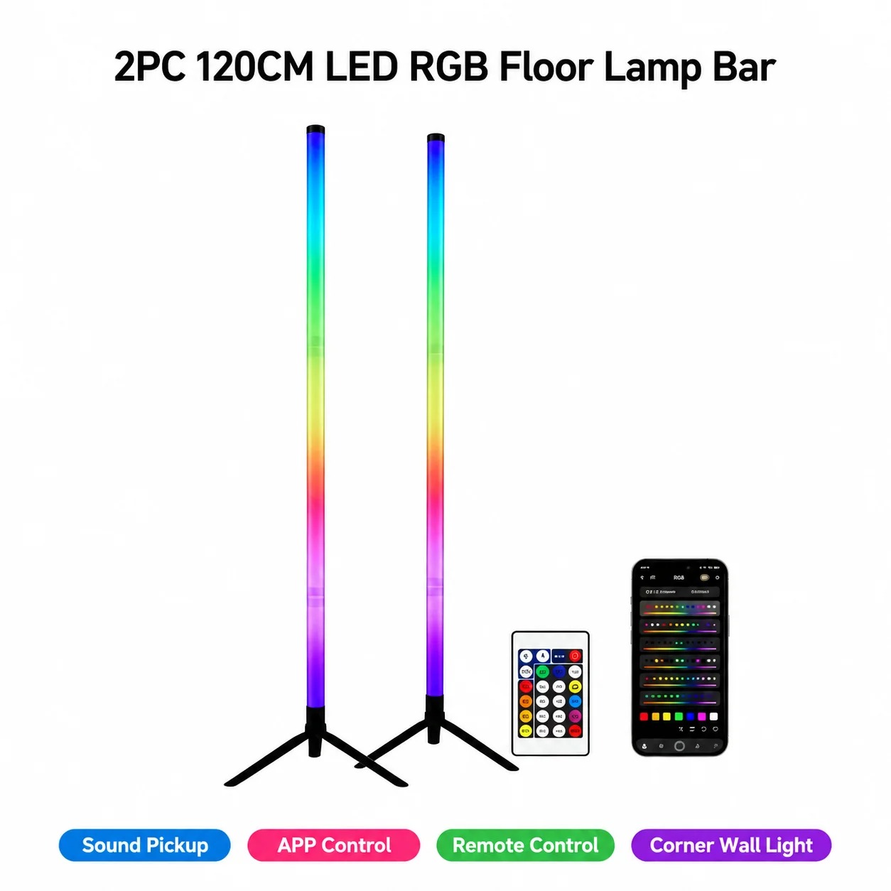 120CM RGB Corner Floor Lamp, S - Esports Gaming Setup 评论和价格