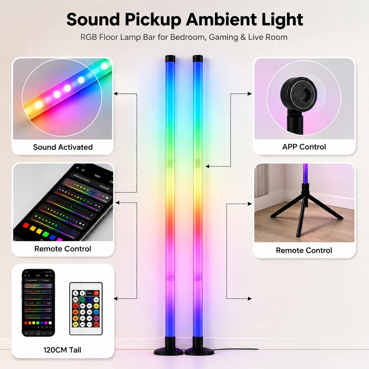 120CM RGB Corner Floor Lamp, S - Esports Gaming Setup 评论和价格
