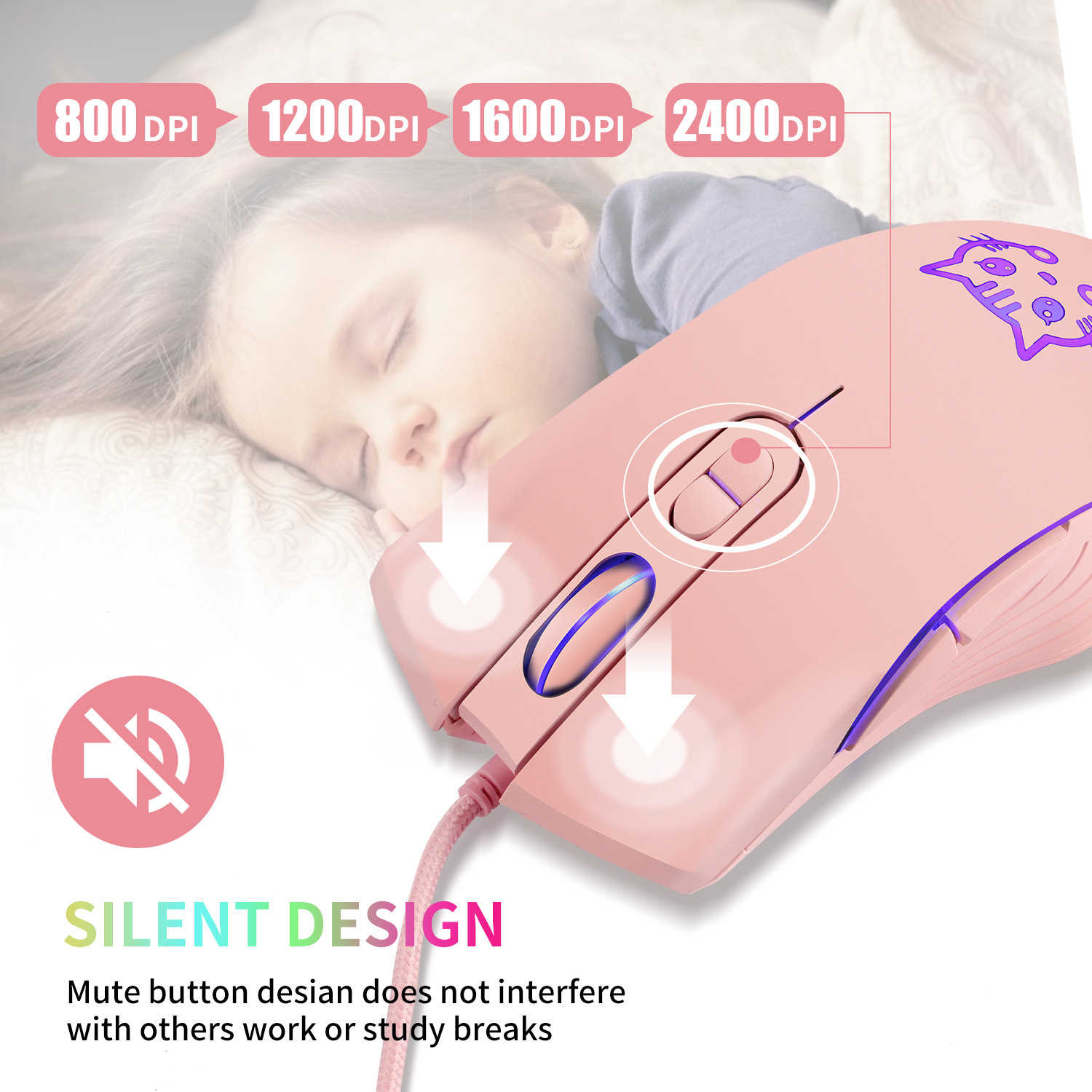 USB Wired Gaming Mouse Pink Co - Esports Gaming Maus 评论和价格