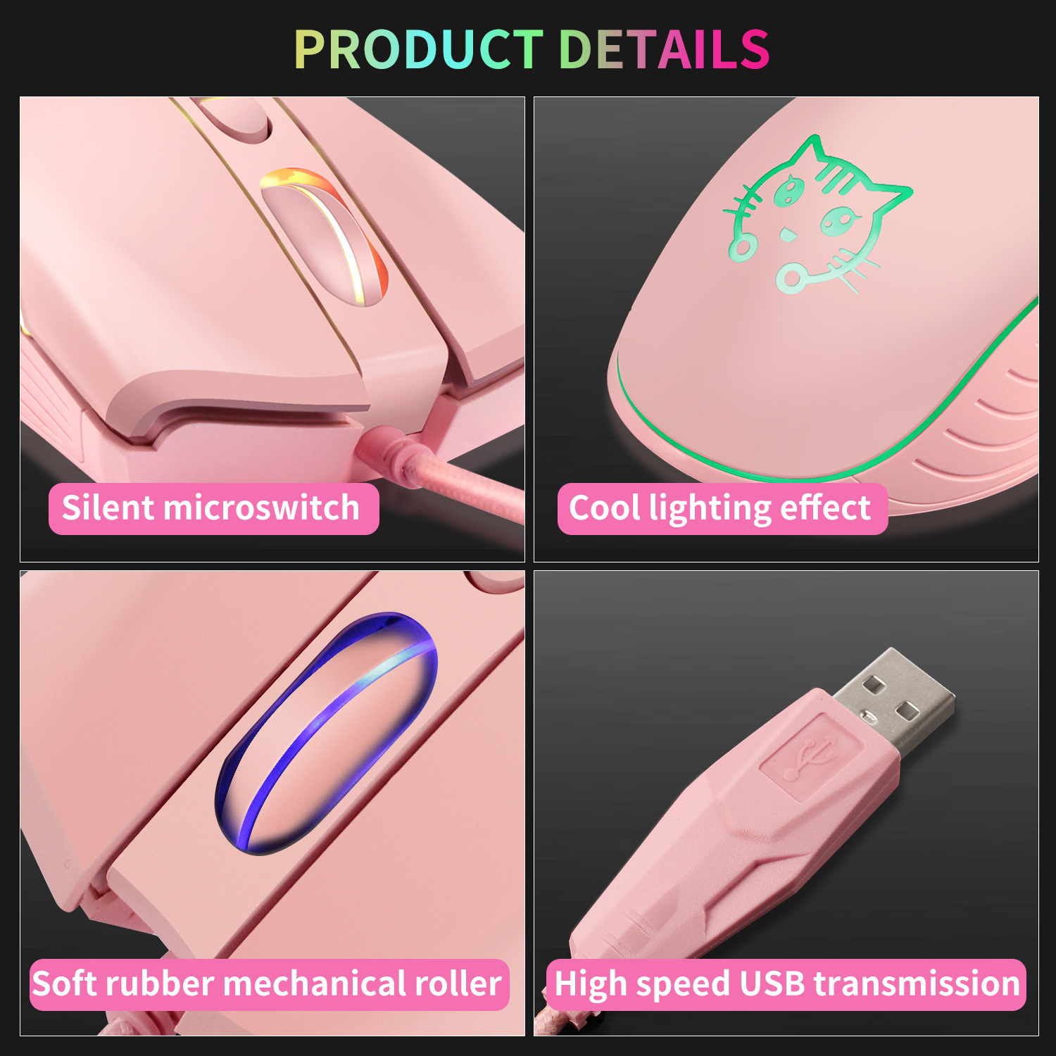 USB Wired Gaming Mouse Pink Co - Esports Gaming Maus 评论和价格