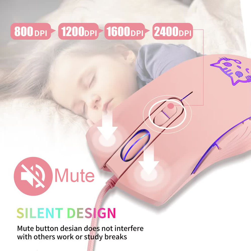 Wired USB Gaming Mouse Pink Co - Esports Gaming Maus 评论和价格