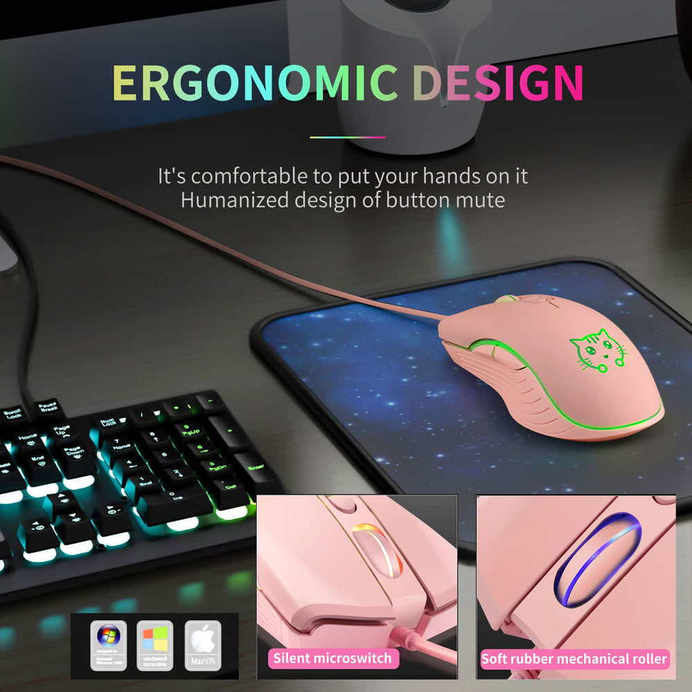 Wired USB Gaming Mouse Pink Co - Esports Gaming Maus 评论和价格